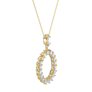 Marquise Halo Chain Necklace-Yellow Gold