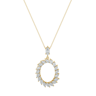 Marquise Halo Chain Necklace-Yellow Gold
