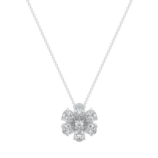 Flower Pear Solitaire Diamond Necklace-White Gold