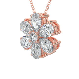 Flower Pear Solitaire Diamond Necklace-Rose Gold