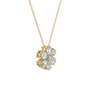 Flower Pear Solitaire Diamond Necklace-Yellow Gold