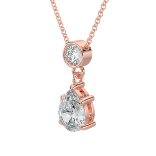 Pear Drop Solitaire Chain Necklace-Rose Gold
