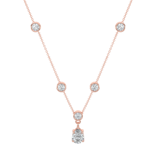 Pear Drop Solitaire Chain Necklace-Rose Gold