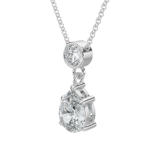 Pear Drop Solitaire Chain Necklace-White Gold